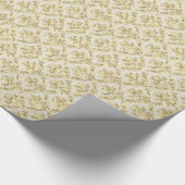Elegant goud en wit bloemmotief cadeaupapier (Hoek)