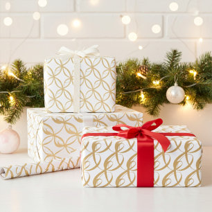 Elegant Goud en Wit Bruiloftspaar Eenheidsgeschenk Cadeaupapier