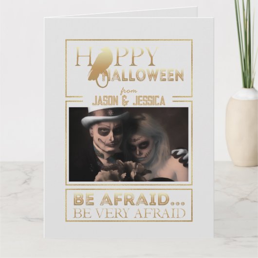 Elegant goud en wit chique volwassen gelukkig Hall Kaart (Voorkant)