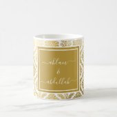 Elegant Goud en Wit Damast Gepersonaliseerde Koffi Koffiemok (Center)