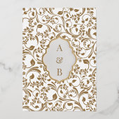 Elegant Goud en Wit Echte Folie Islamitische Bruil Folie Uitnodiging (Achterkant)
