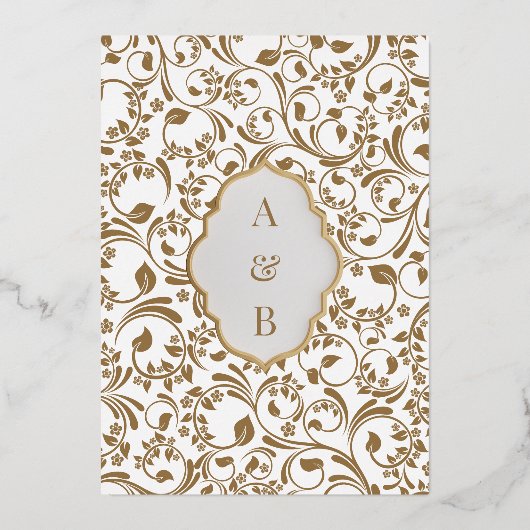 Elegant Goud en Wit Echte Folie Islamitische Bruil Folie Uitnodiging (Achterkant)