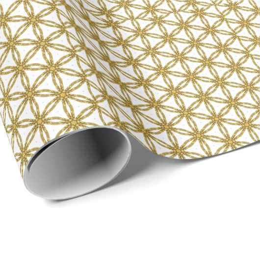 Elegant goud en wit geometrisch patroon cadeaupapier (Rol Hoek)