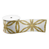 Elegant goud en wit geometrisch patroon satijnen lint (Spoel)