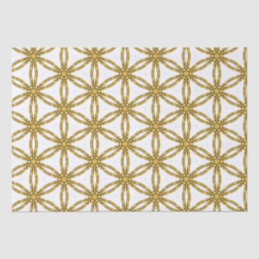 Elegant goud en wit geometrisch patroon tissuepapier (Voorkant)