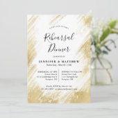 Elegant Goud en Wit Huwelijk Repetitie Diner Kaart (Staand voorkant)