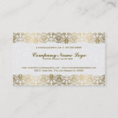 Elegant goud en wit kant bruiloft planner visitekaartje (Achterkant)