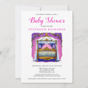 Elegant goud en wit kant Wieg Baby shower roze Kaart