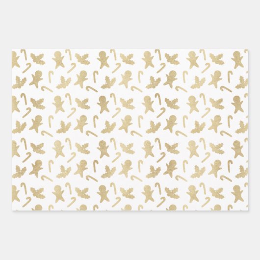 Elegant Goud en Wit Kerstmis Inpakpapier Vel (Voorkant 3)