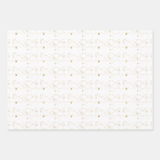 Elegant Goud en Wit Kerstmis Inpakpapier Vel (Voorkant)