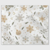 Elegant goud en wit Kerstmis Vloeiend Naadloos Cadeaupapier (Vlak)