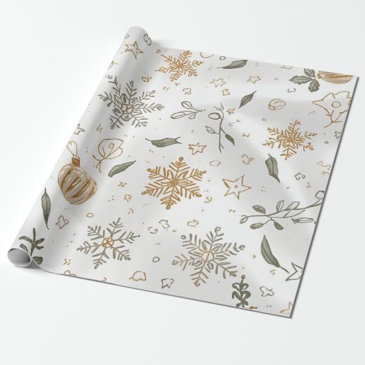 Elegant goud en wit Kerstmis Vloeiend Naadloos Cadeaupapier