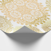 Elegant goud en wit mandala patroon cadeaupapier (Hoek)
