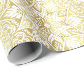 Elegant goud en wit mandala patroon cadeaupapier (Rol Hoek)