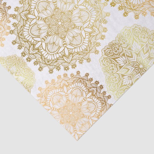 Elegant goud en wit mandala patroon tissuepapier (Detail)