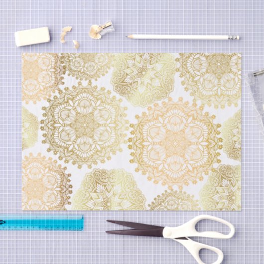 Elegant goud en wit mandala patroon tissuepapier (Craft)
