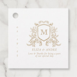 Elegant Goud en Wit Monogram Bruiloft Favor Label