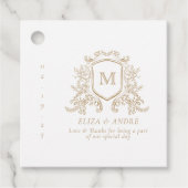 Elegant Goud en Wit Monogram Bruiloft Favor Label (Voorkant)
