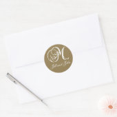 Elegant Goud en Wit Monogram M Namen Stickers (Envelop)