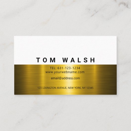 Elegant goud en wit ontwerp op maat visitekaartje (Achterkant)