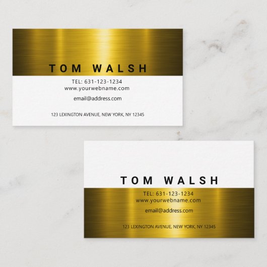 Elegant goud en wit ontwerp op maat visitekaartje (Voorkant / Achterkant)