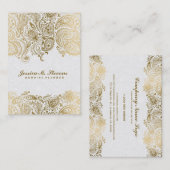 Elegant goud en wit paisley 3 bruiloft planner visitekaartje (Voorkant / Achterkant)