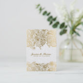 Elegant goud en wit paisley 3 bruiloft planner visitekaartje (Staand voorkant)