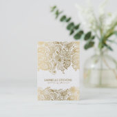 Elegant goud en wit paisley 3 bruiloft planner visitekaartje (Staand voorkant)