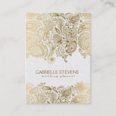 Elegant goud en wit paisley 3 bruiloft planner visitekaartje (Voorkant)
