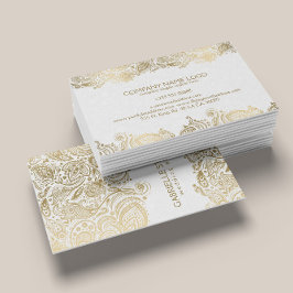 Elegant goud en wit paisley 3 bruiloft planner visitekaartje