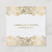 Elegant goud en wit paisley bruiloft planner vierkante visitekaartje (Voorkant)