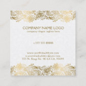 Elegant goud en wit paisley bruiloft planner vierkante visitekaartje (Achterkant)