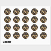 Elegant goud en witte bloemen patroon ronde sticker (Vel)