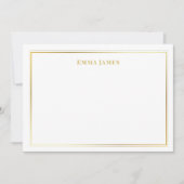 Elegant Goud en Witte Dubbele Gepersonaliseerde Gr Notitiekaartje (Voorkant)