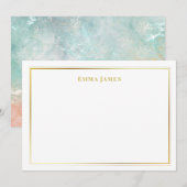 Elegant Goud en Witte Dubbele Gepersonaliseerde Gr Notitiekaartje (Voorkant / Achterkant)