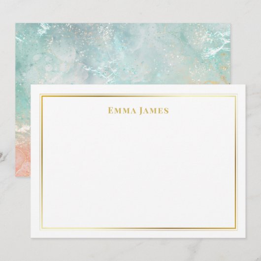 Elegant Goud en Witte Dubbele Gepersonaliseerde Gr Notitiekaartje (Voorkant / Achterkant)