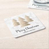 Elegant goud en witte marmer Merry kerstboom Kartonnen Onderzetters (Schuin)