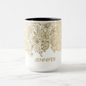 Elegant goud en witte paisley mok (Midden)