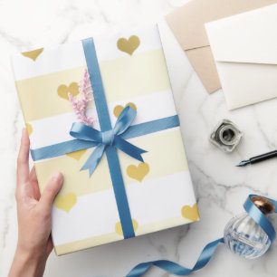 Elegant goud- en witte Valentijnsdag hartpatroon Cadeaupapier