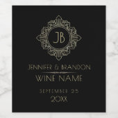 Elegant goud en zilver Art Deco lijst Wijn Etiket (Enkel label)