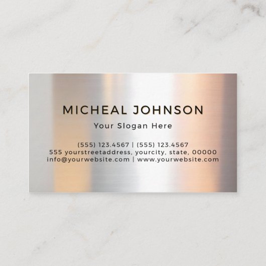 Elegant goud en zilver metallic visitekaartje (Achterkant)