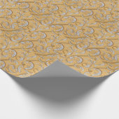 Elegant goud en zilver scroll damast cadeaupapier (Hoek)