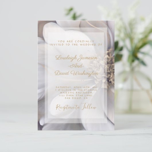 Elegant goud en zilveren florale bruiloft Uitnodig Kaart (Staand voorkant)