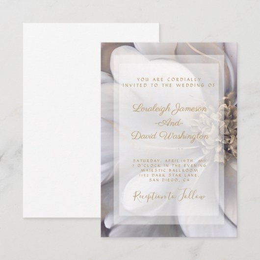 Elegant goud en zilveren florale bruiloft Uitnodig Kaart (Voorkant / Achterkant)