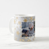 Elegant goud en zilveren sneeuwvlokken, aangepaste koffiemok (Voorkant links)