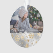 Elegant goud en zilveren sneeuwvlokken, aangepaste ornament (voorkant)