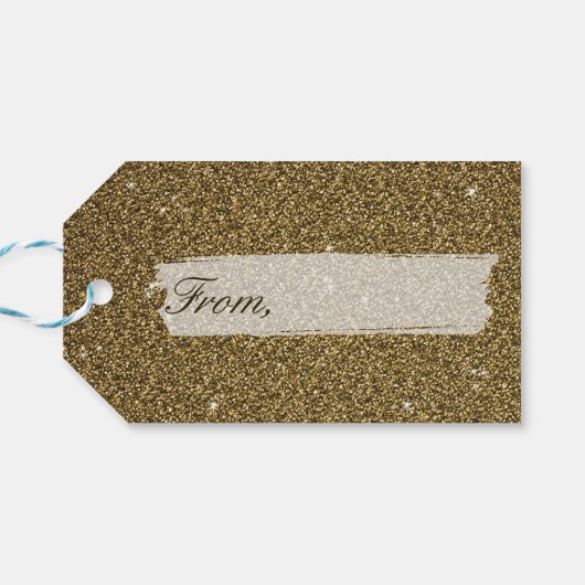 Elegant goud en zilveren vogel en bladeren feestel cadeaulabel (Achterkant Horizontaal)