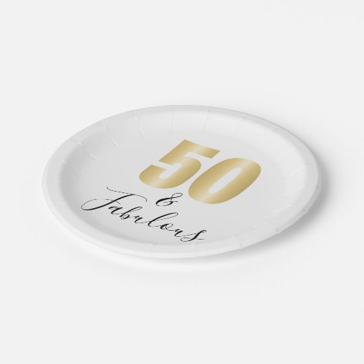 Elegant goud en zwart 50 en Fabulous Papieren Bordje (Gekanteld)