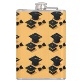Elegant goud en zwart afstudeerhoedpatroon heupfles (Achterkant)