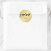 Elegant Goud en Zwart Afstuderen Envelope Seals Ronde Sticker (Tas)